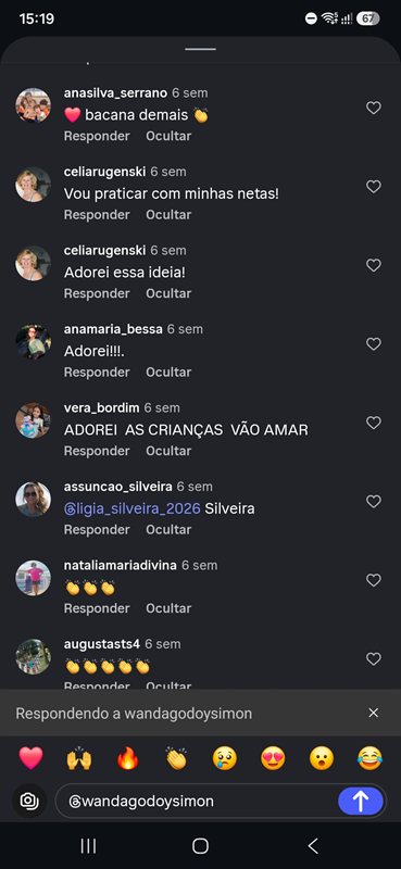Comentário real do Instagram @pais_e_paz