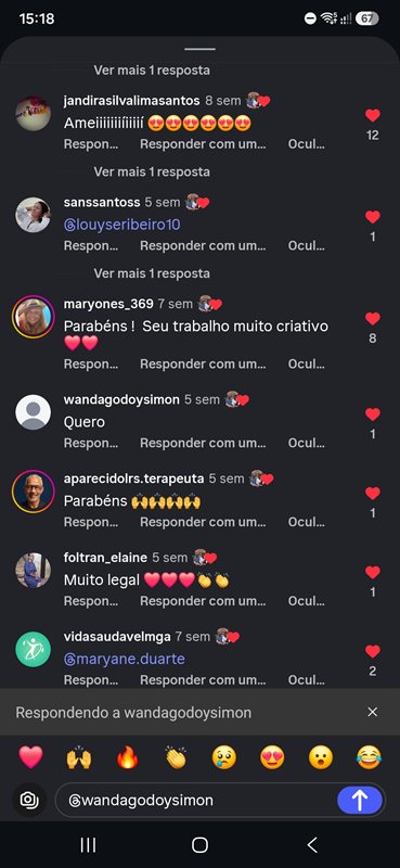 Comentário real do Instagram @pais_e_paz